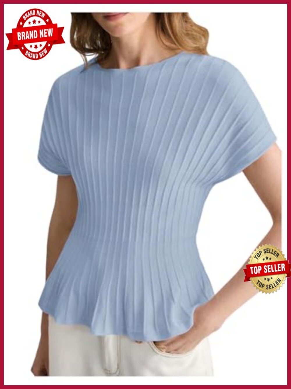 Dressy Peplum Top Dolman Sleeve Ruffle Knit Sweater Pullover